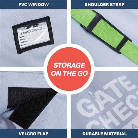 Gate check stroller bag for airplane travel large waterproof stroller cover trav - Picture 5 of 8